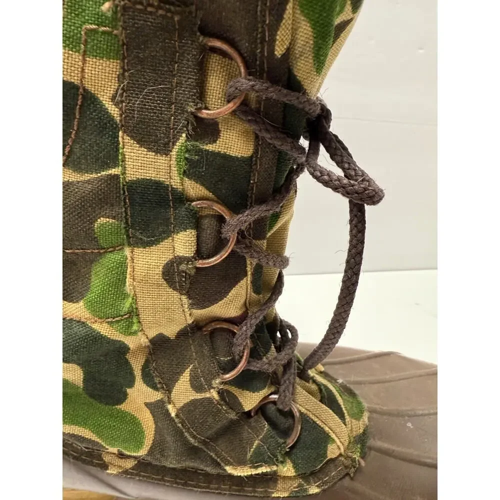 Vintage Browning Camo Duck Boots Made in Canada Embossed Sole Hunting Size 10